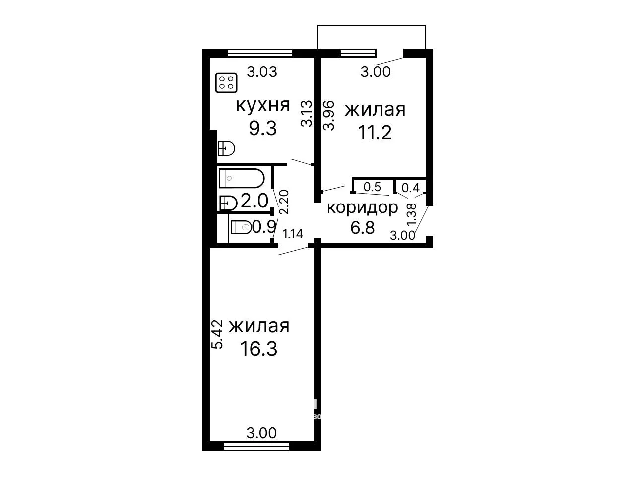  двухкомнатной квартиры
