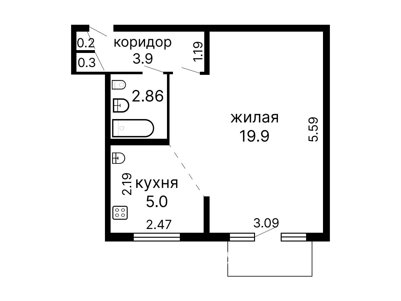  однокомнатной квартиры